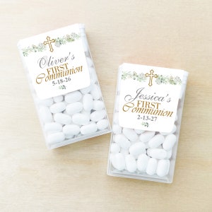 Set of 12 First Communion Flowers Personalized Tic Tac, First Communion Favors, First Communion Cross Tic-Tac Party Favors DM111
