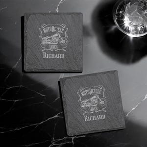 Motorcycle Bike Rider Personalized Slate Coaster, Set of 4, Gifts For Motorcycle Lovers DM228