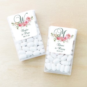 Set of 12 Initial Flower Personalized Tic Tac, Initial Flower Wedding Favors, Wedding Tic Tac Party Favors DM738