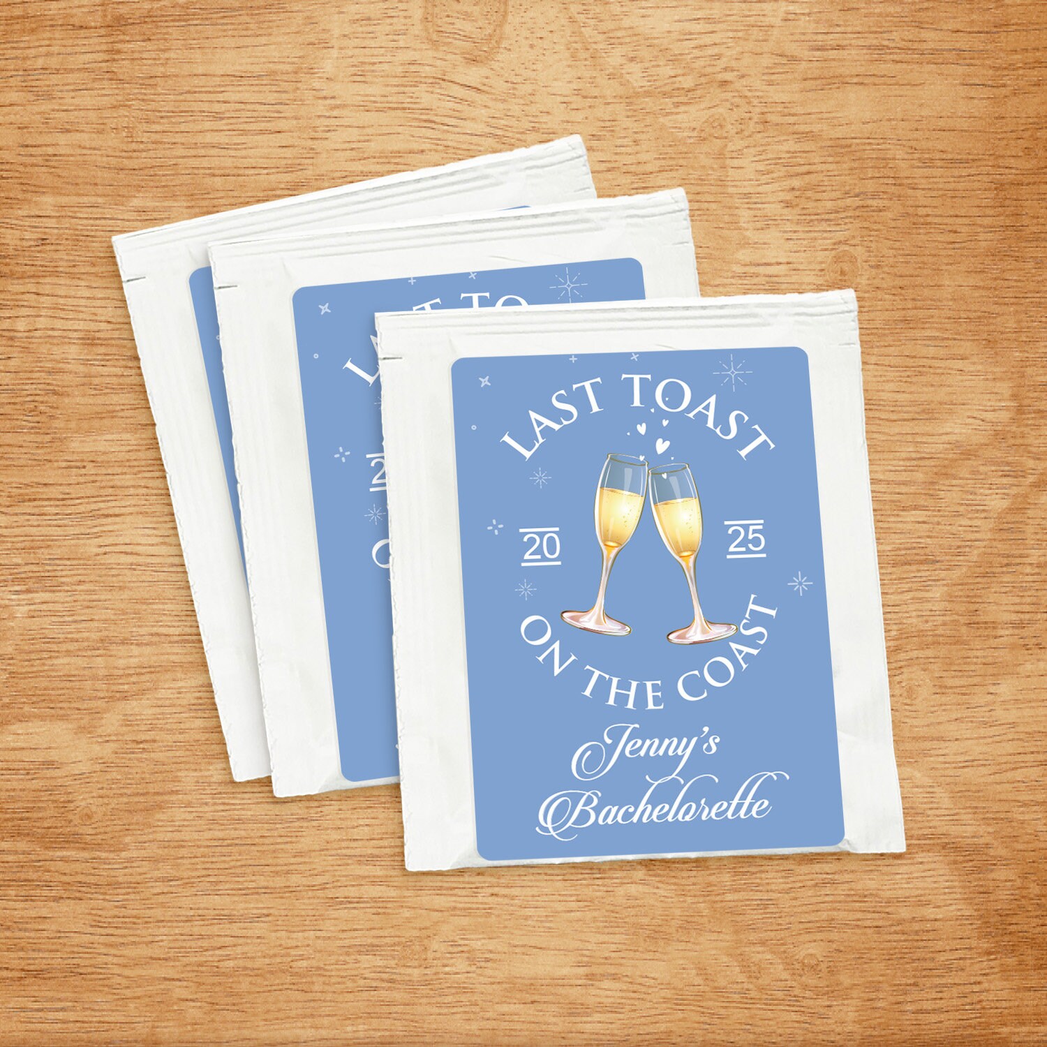 Bachelorette Party Favors, Set of 24 Last Toast On The Coast Custom Tea Bag Favor with Stickers, Tea Bag with Labels DM151