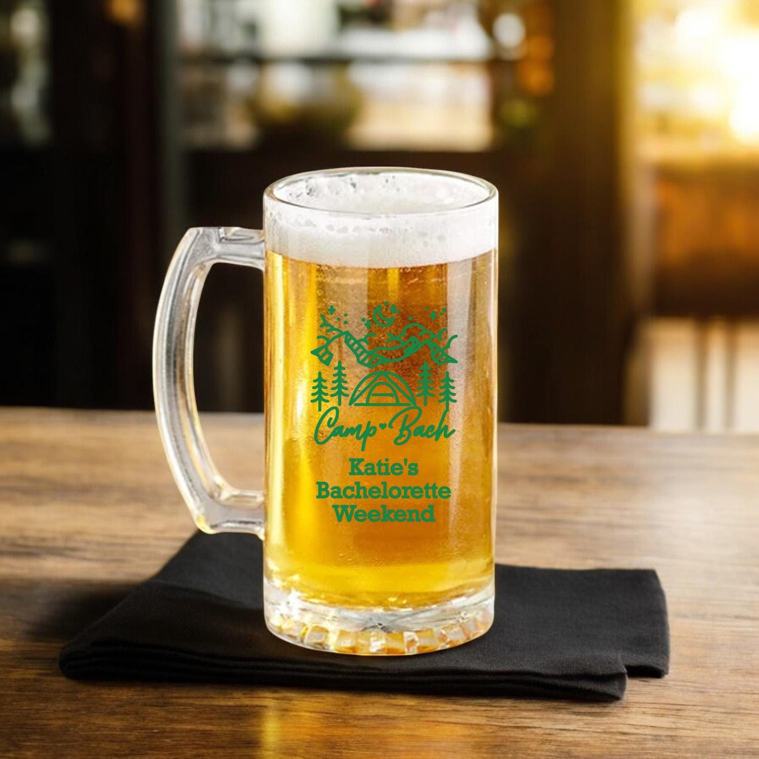 Personalized Bachelorette Beer Mug Favors: Camp Bach Stein, Set of 12