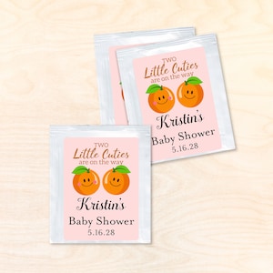 Set of 24 A Little Cutie is on the Way Orange Baby Shower Tea Bag Favor with Labels, Baby Shower Personalized Tea Bag DM107