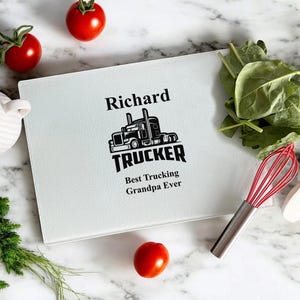 Trucker Personalized 8 x 11 Glass Cutting Board, Tempered Glass Cutting Board Gifts, Best Gift Ideas for Truckers DM212