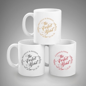 Set of 24 The Perfect Blend Personalized Coffee Mug Favors, Wedding Personalized Affordable  Coffee Mug Party Favors , DM19