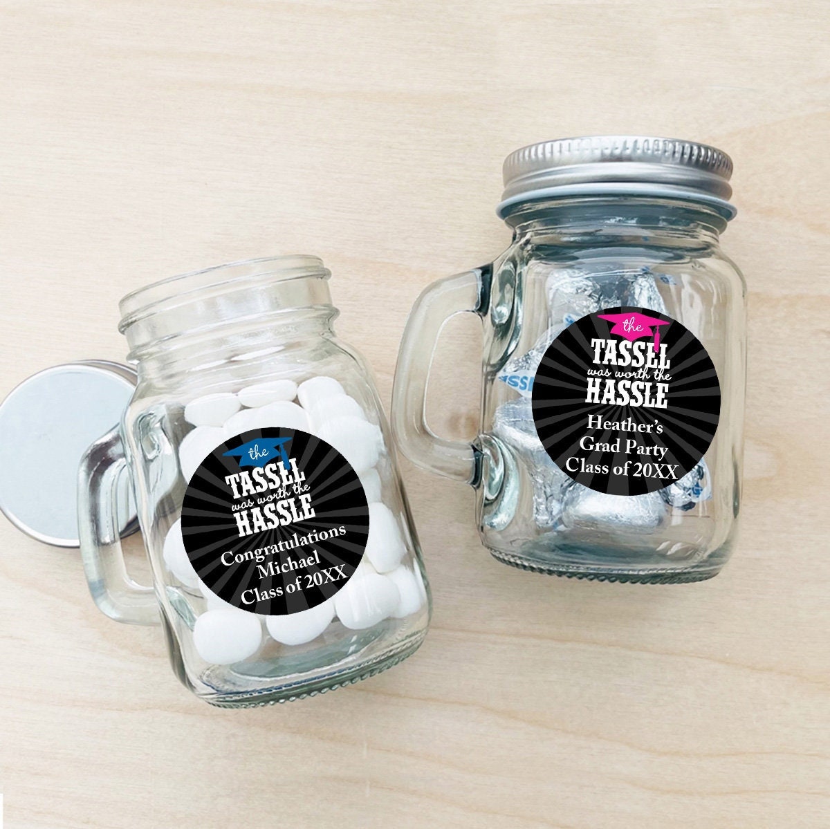 Personalized Graduation Mini Mason Jar Favors Set of 12