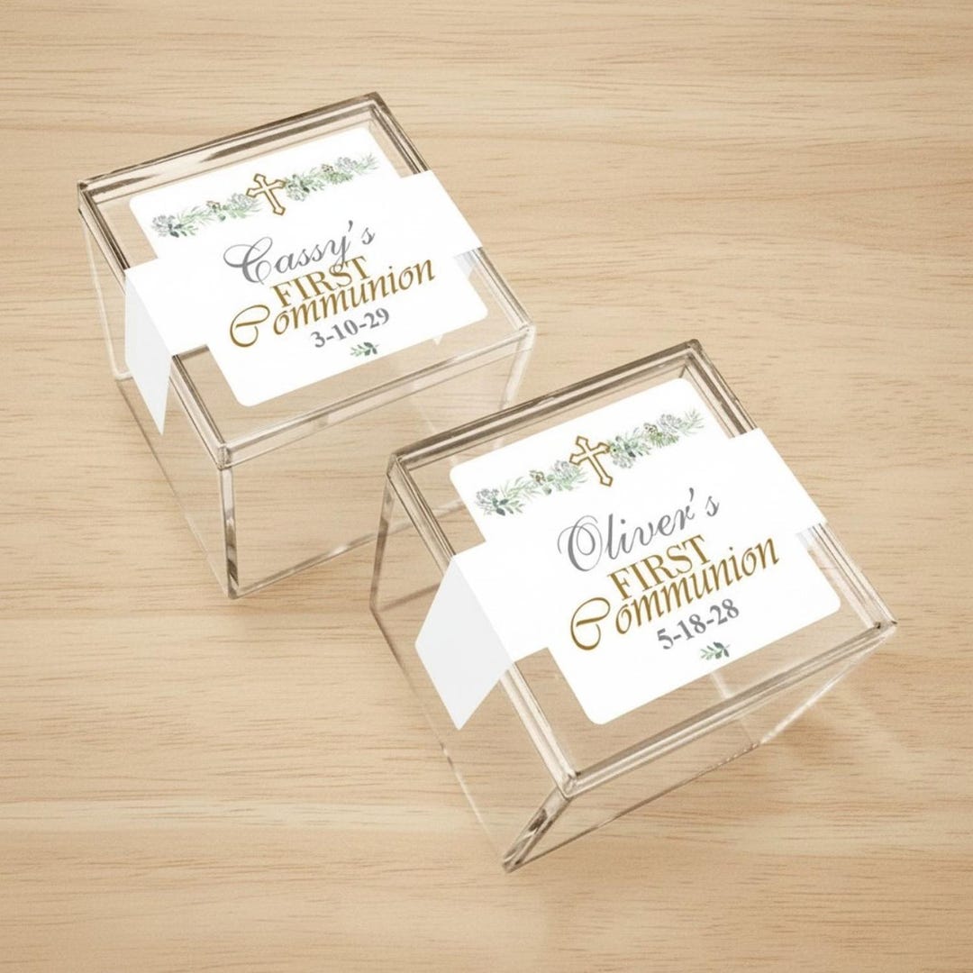 Personalized First Communion Clear Acrylic Favor Boxes - Set of 10 - Etsy