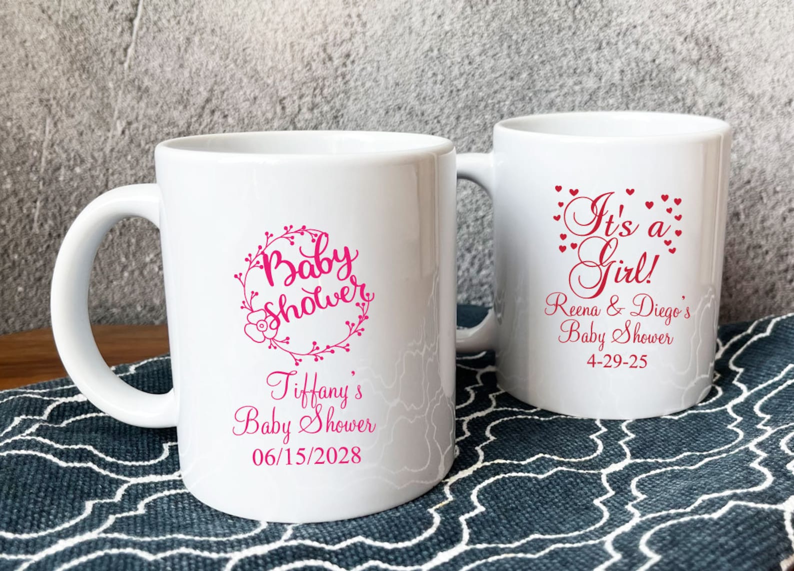 Set of 24 Baby Shower Girl Design Personalized Coffee Mugs Etsy
