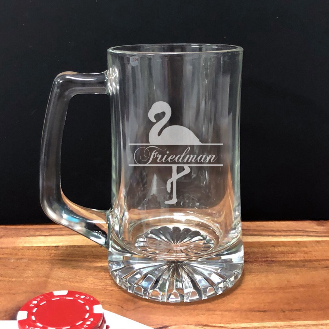 Flamingo Engraved / Etched Personalized Glass Beer Mug 15 oz Etsy