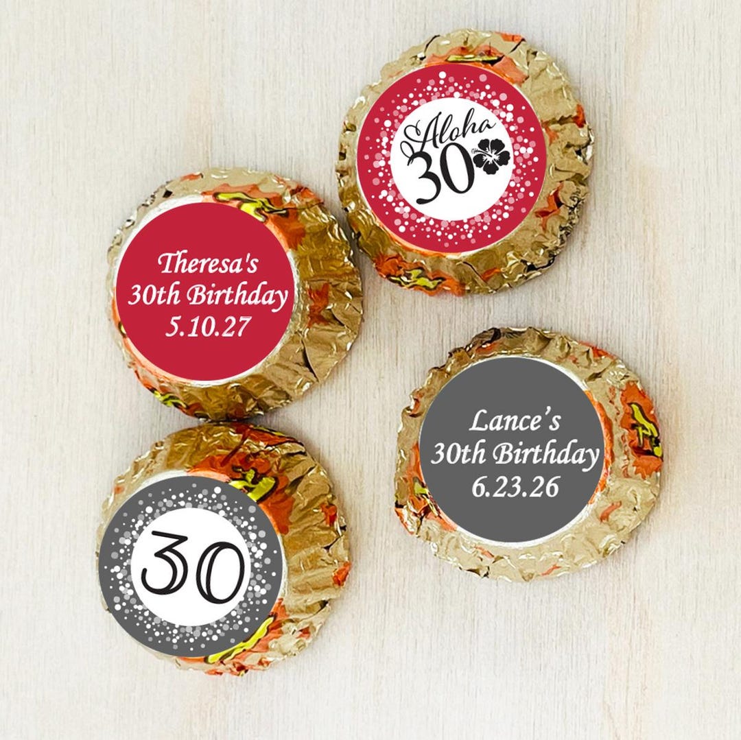 30th Birthday Personalized Labels: Dessert Bar Stickers (set of 100) - Etsy