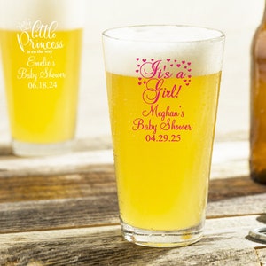 Set of 24 Baby Shower Bulk Favors, Baby Shower Girl Personalized Pint Glass Favors Party Favors, It&#39;s a Girl Pint Glass Favors DM7