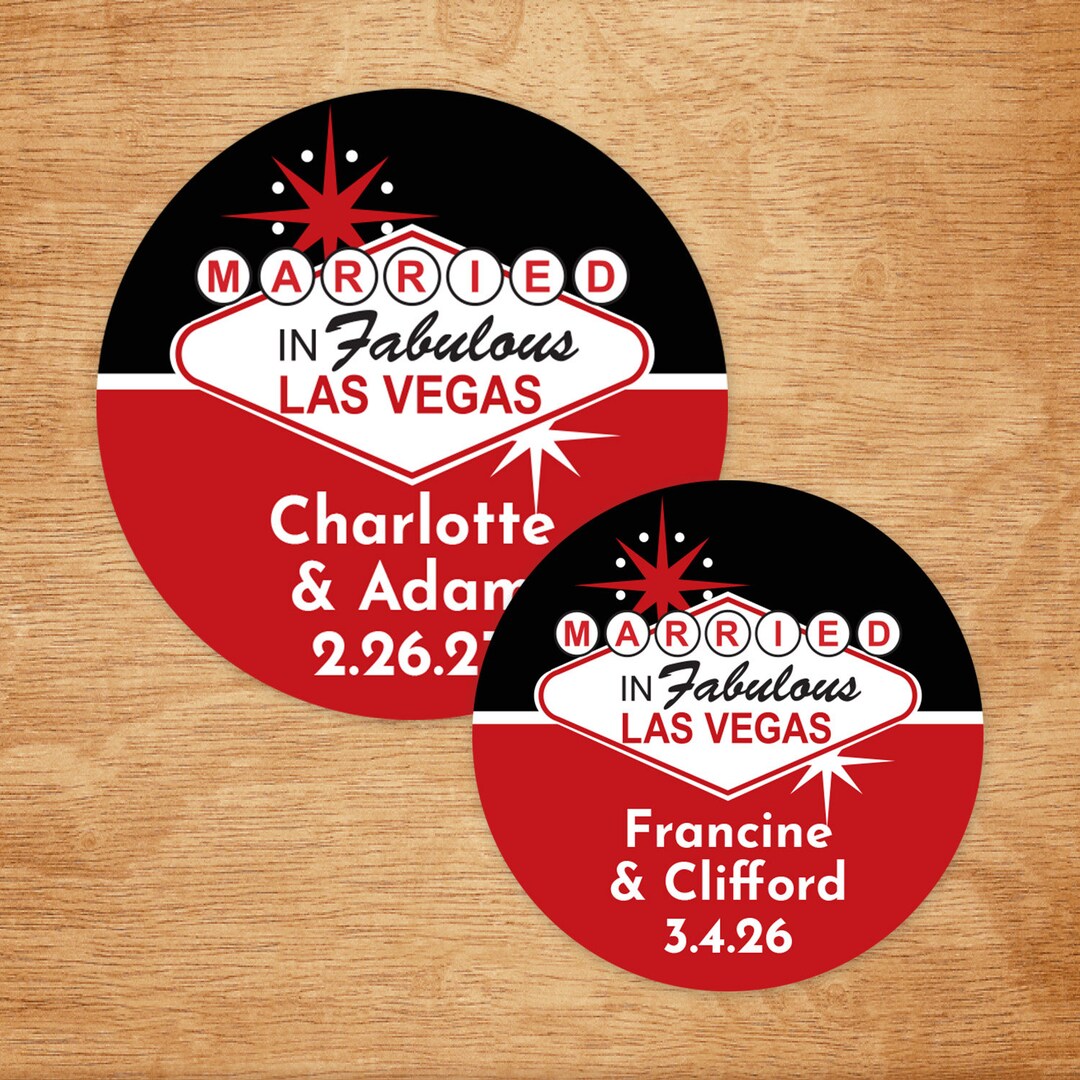 Set of 24 Married in Las Vegas Wedding Personalized Favor Labels ...