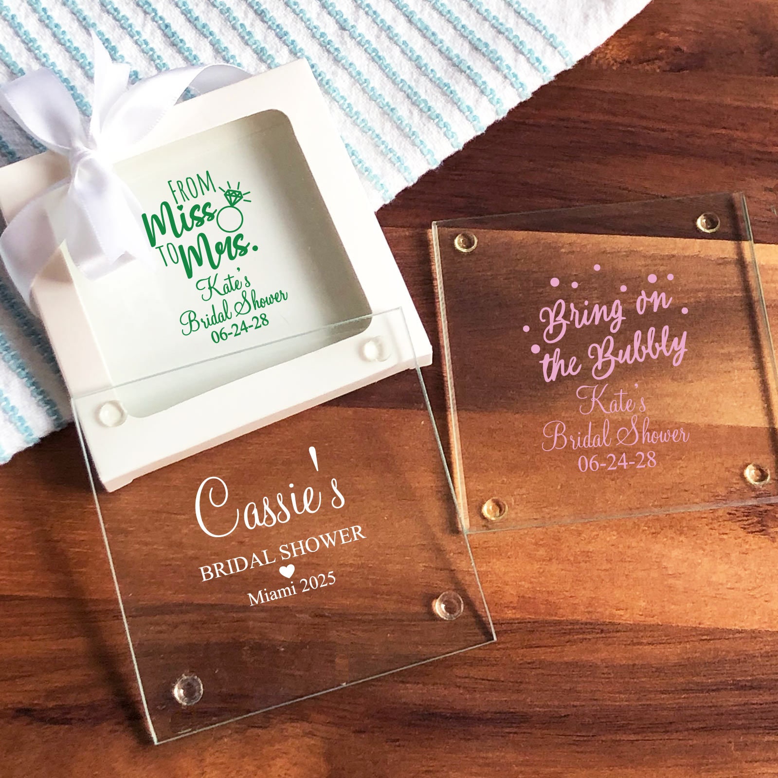 Set of 26 Bridal Shower Personalized Coaster Favors Etsy
