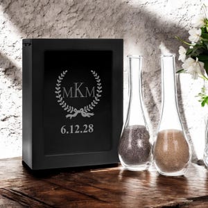Wedding Wreath Couples Initials Engraved Unity Sand Ceremony Shadow Box Wedding Set (3-piece)
