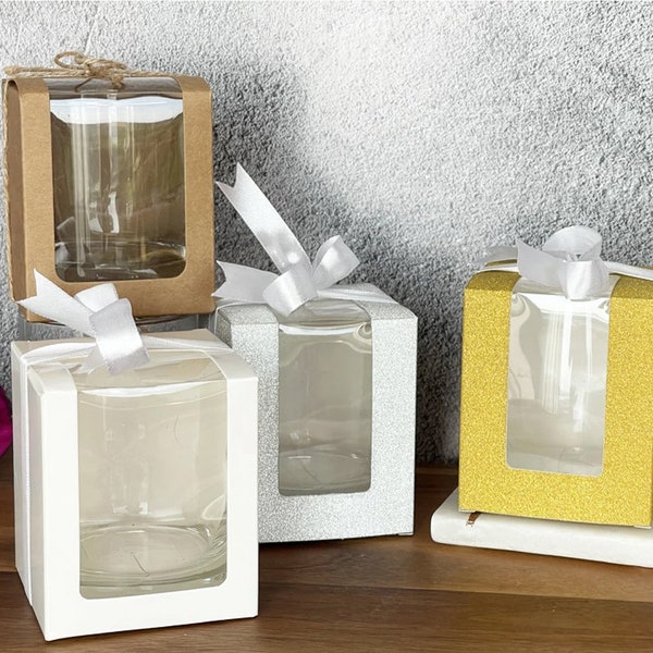 Favor Box Only, Fits Perfect on Stemless 9 Ounce Glass, Favor Boxes Only, Arrives Flat Boxes