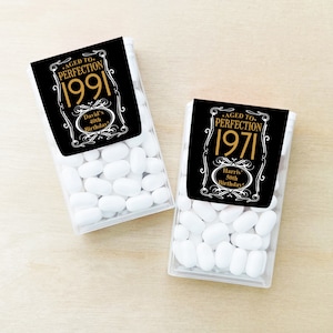 Set of 12 Aged to Perfection Birthday Personalized Tic Tac Candy Favors, Personalized Tic Tacs Labels DM96