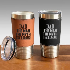 The Man The Myth The Legend Personalized Leatherette Hot or Cold Drink Tumbler, Personalized Birthday Gift, Coffee Tumbler Gift DM64