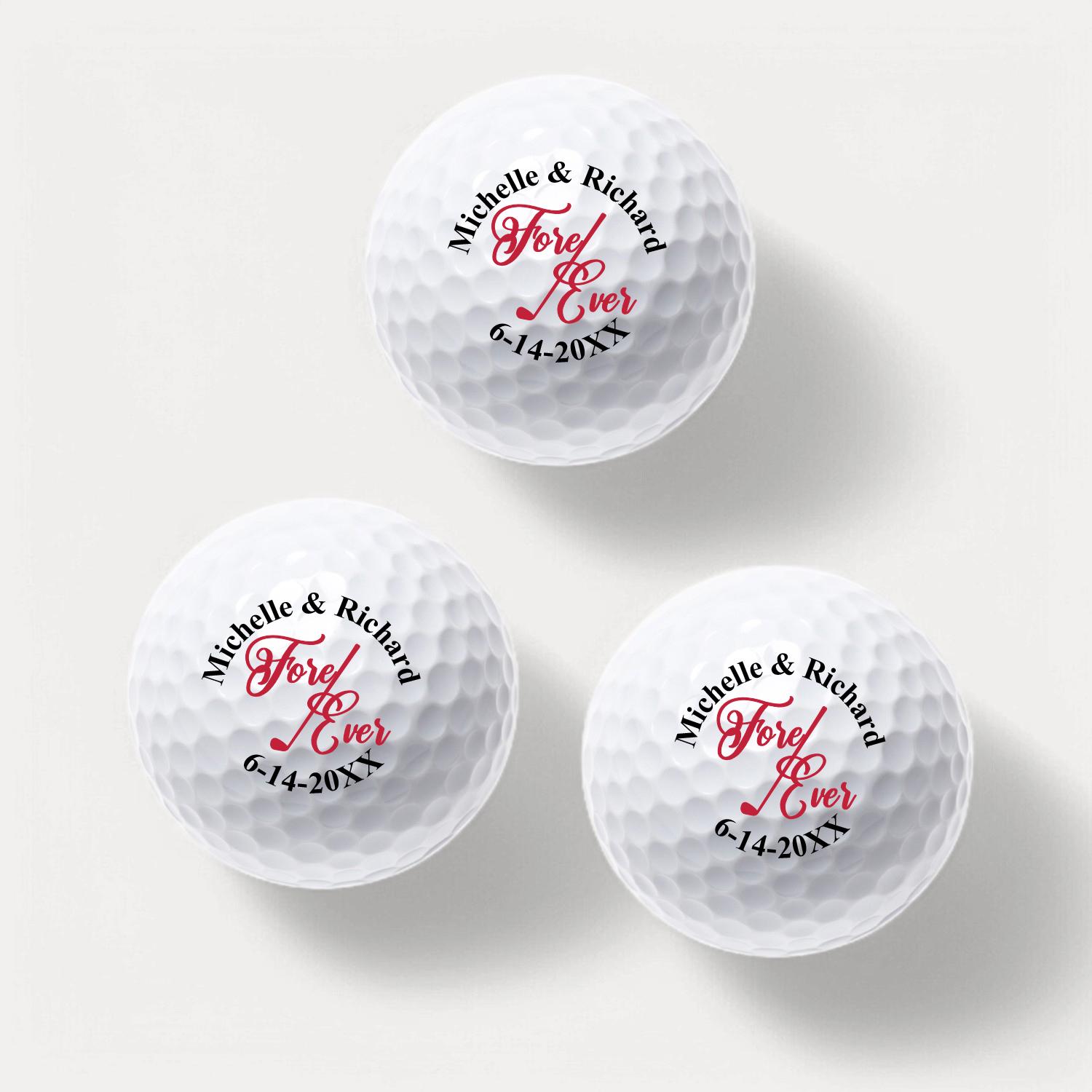 Fore Ever Personalized Golf Balls Party Favors, Personalized Wedding Golf Balls Favors DM12G-1
