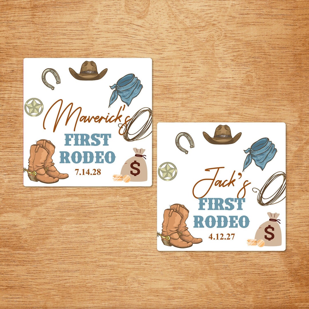 Set of 24 First Rodeo Personalized Square Stickers - Etsy