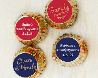 Set of 100 Family Reunion Party Favors, Family Party Favors, Personalized Party Favors, Personalized Reese Chocolate Labels Only DM130