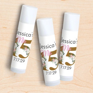 Set of 12 Mis 15 Quince Flowers Personalized Tube Lip Balm Favors, Mis 15 Quinceanera Personalized Lip Balm Favors DM115