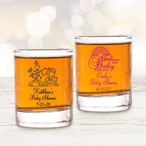 Set of 24 Baby Shower Design Personalized Votive Holder or Shot Glass Favors, Baby Shower Shot Glass Party Favors DM6