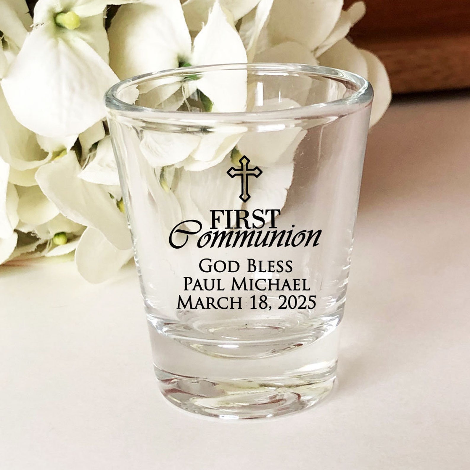 Set of 24 First Communion Cross Personalized Shot Glass Etsy