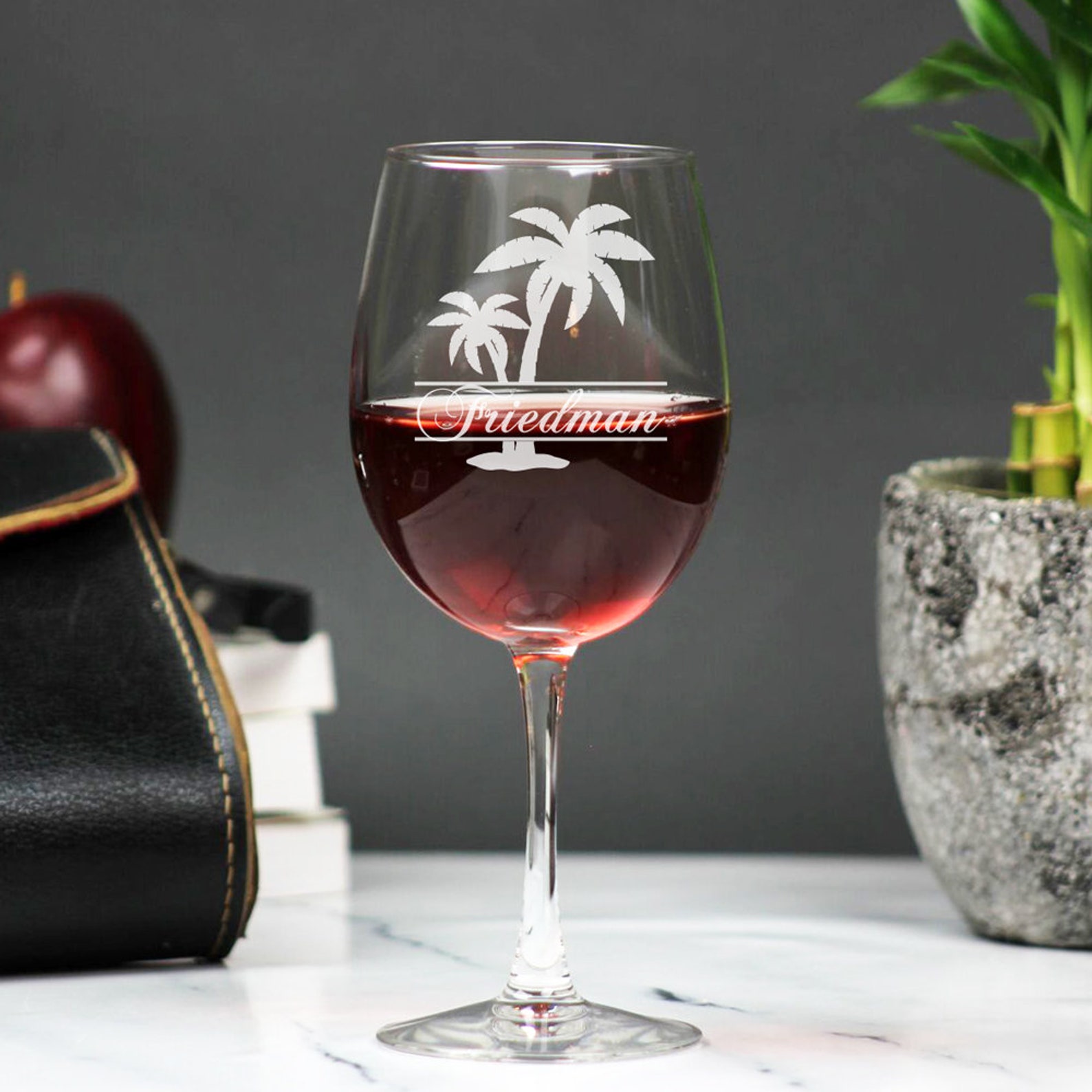 Palm Tree Custom 18 oz Wine Glass Wine Lovers Gifts Etsy