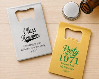 Personalized Class Reunion Favors: Stainless Steel Bottle Opener, Set of 24