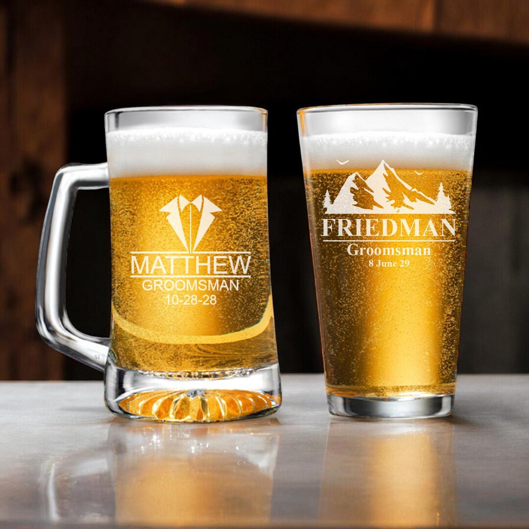 Personalized Beer Glass: Engraved Groomsmen Gift, Pilsner or Pint - Etsy