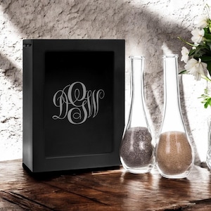 Wedding Couples Initials Monogram Engraved Unity Sand Ceremony Shadow Box Wedding Set (3-piece)