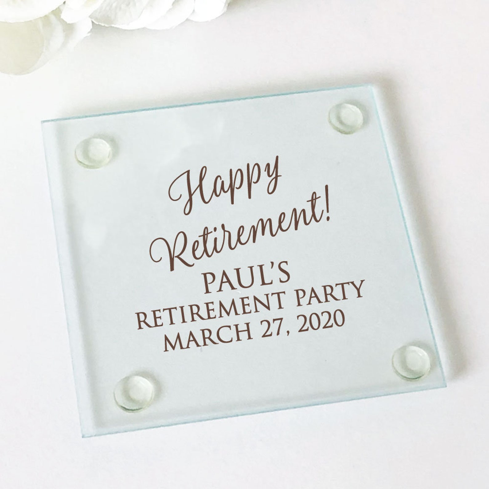 Set of 26 Happy Retirement Personalized Glass Coaster Etsy