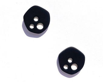 Black Geometric Polymer Clay Stud Earrings, Minimalist White Cutout Stud Earrings, Modern Handmade Jewelry, Lightweight Everyday Earrings