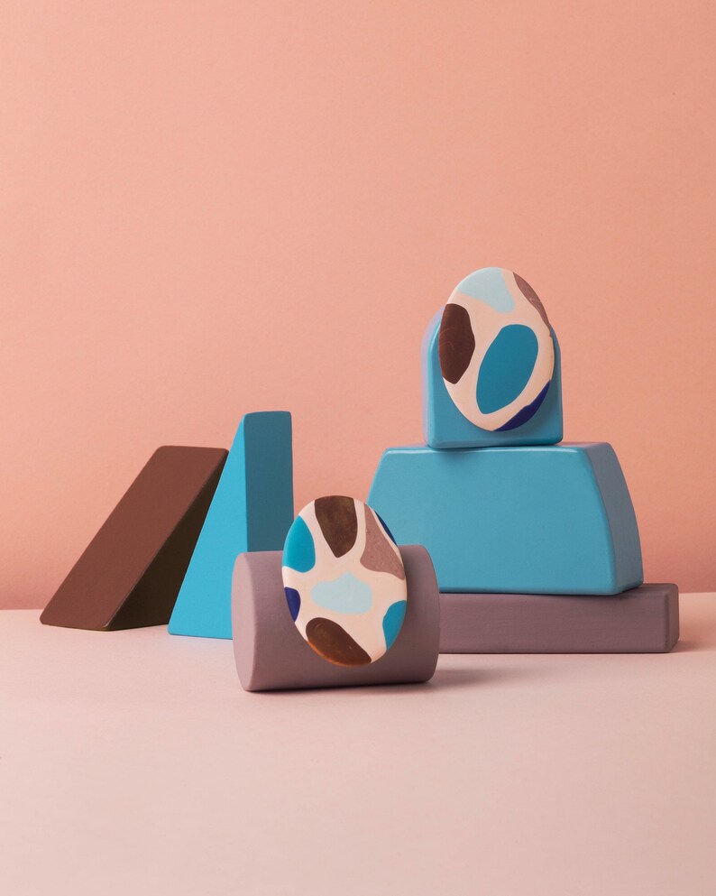 Terrazzo Earrings Gift for Her Colourful Polymer Clay Earrings Special Gift Oval Stud Earrings Statement Earrings Handmade Earrings