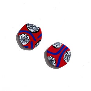 Polymer Clay Earrings, Abstract Stud Earrings, Red Lightweight Earrings, Gift for Her, Handmade Earrings, Patterned Handcrafted Jewelry
