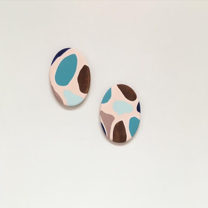 Terrazzo Earrings Gift for Her Colourful Polymer Clay Earrings Special Gift Oval Stud Earrings Statement Earrings Handmade Earrings