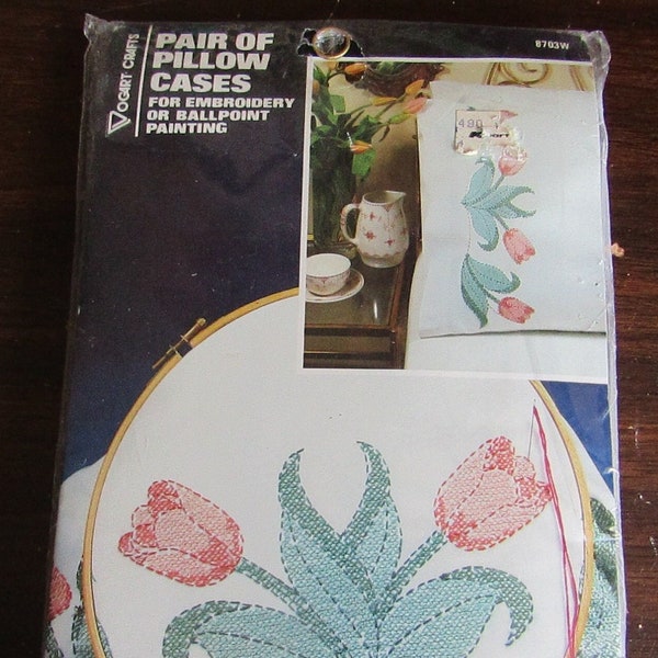 Unopened Stamped Pillowcase Pair: Tulip