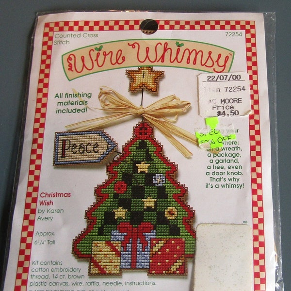 Unopened Vintage Wire Whimsy Cross Stitch Kit: Christmas Wish