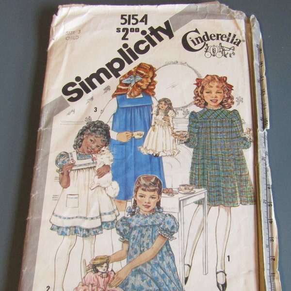 Uncut Vintage Child's Dress & Pinafore or Jumper Pattern Size 3