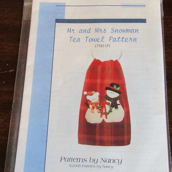 Uncut Mr. & Mrs. Snowman Tea Towel Pattern