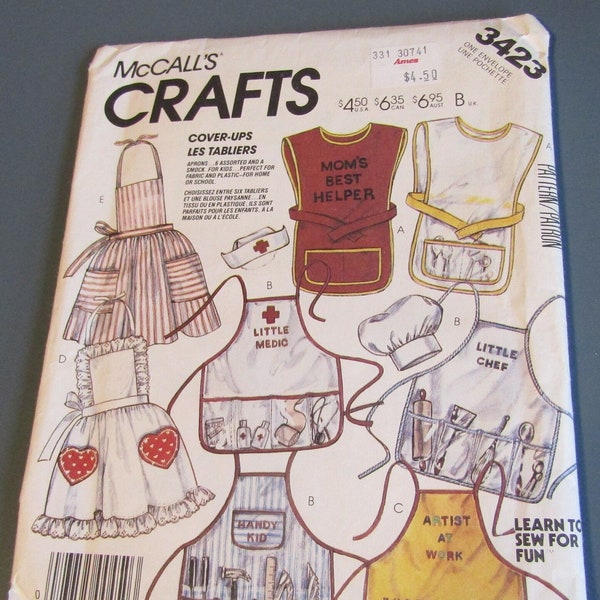 Uncut Vintage Children's Aprons Pattern: Cover-Ups