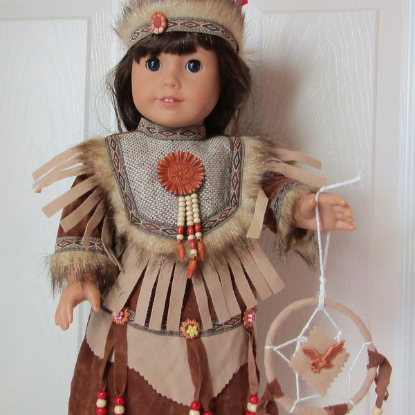 18" Doll Native-American Dreamcatcher 3 Pc Outfit: Brown