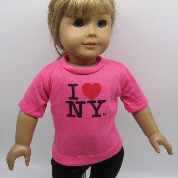 18" Doll "I Heart NY" T-Shirt: Hot Pink