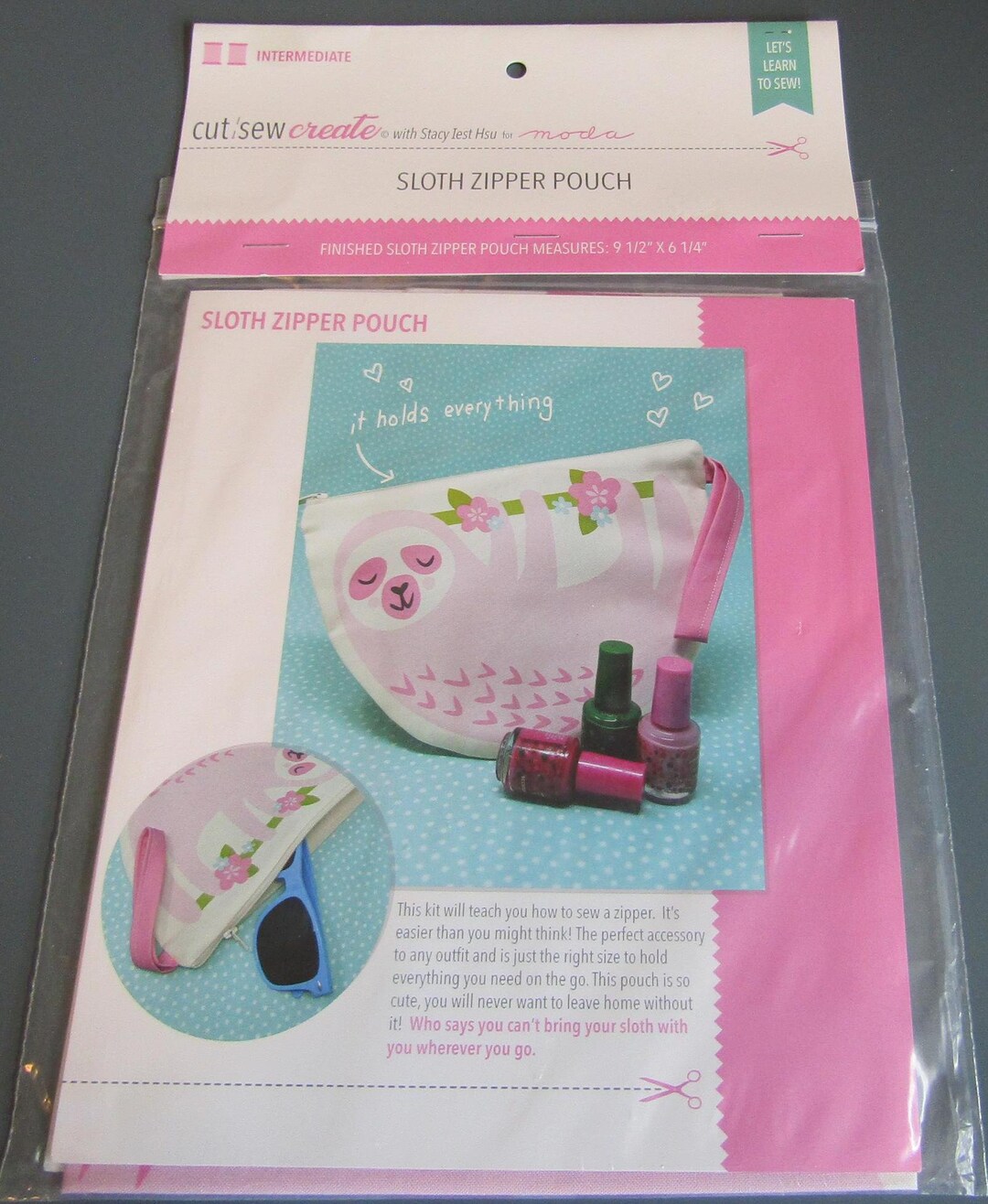 Unopened Cut Sew Create Kit: Sloth Zipper Pouch - Etsy
