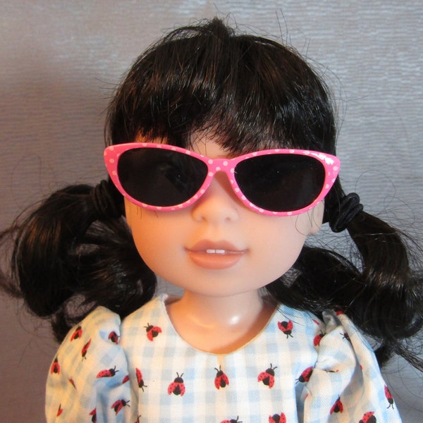 Small 14 " Doll Sunglasses: Pink & White Dotted