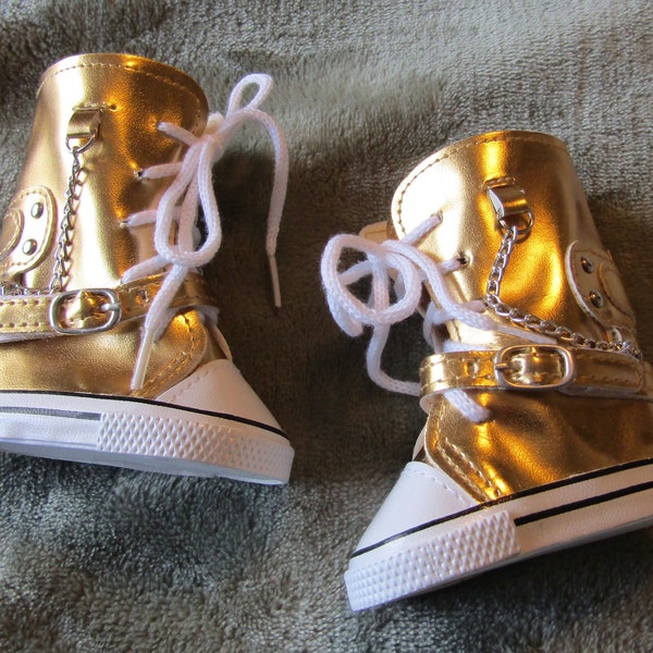 18" Doll High Top Sneaker Boots: Gold