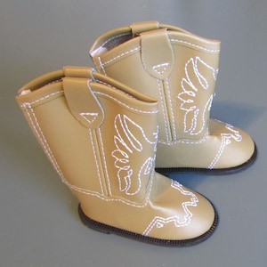 18 inch Doll Western Boots: Tan w Eagle