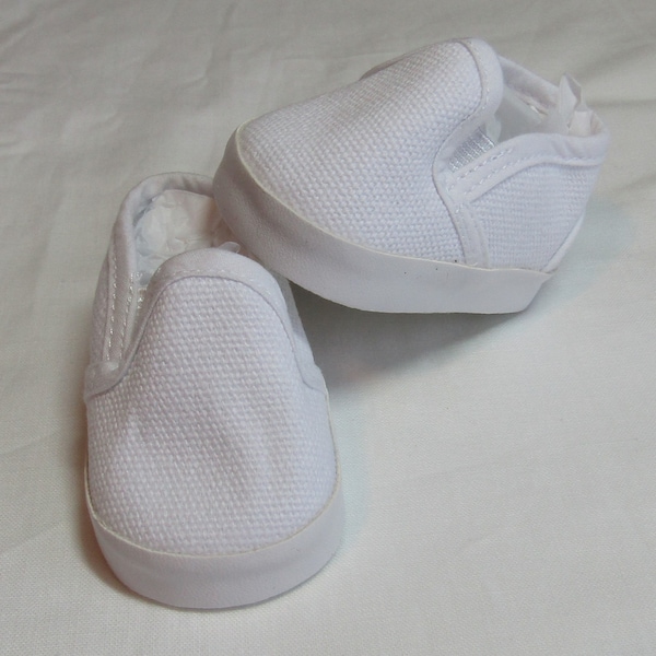 18" & 15" Doll Canvas Slip-on Shoes: White