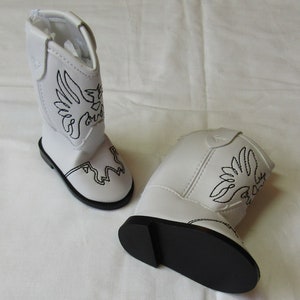 18 inch Doll Western Boots: White w Eagle