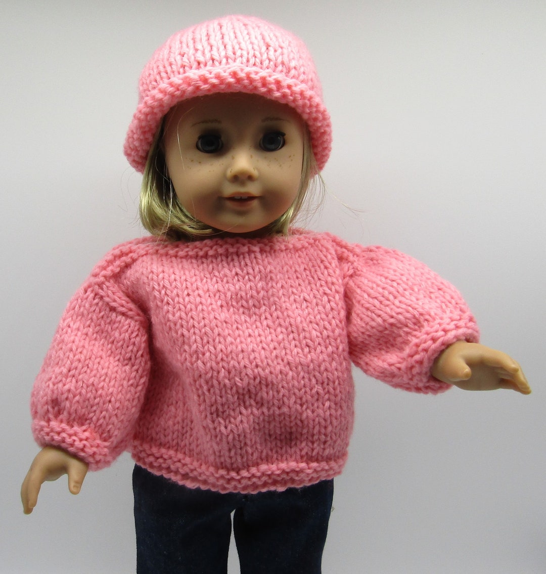 18 Doll Hand Knitted Sweater & Hat Peach Etsy