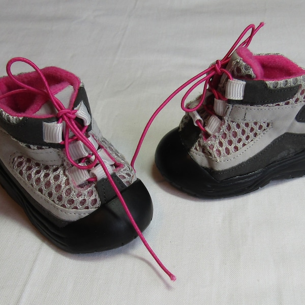 18" Doll Hiking Boots: Gray & Hot Pink